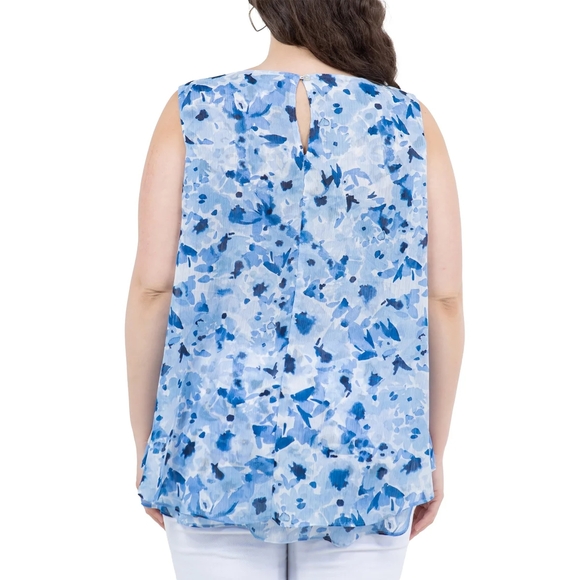 Blue Floral Sleeveless Top - Picture 6 of 10